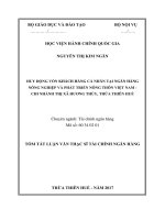 Huy động vốn khách hàng cá nhân tại ngân hàng nông nghiệp và phát triển nông thôn Việt Nam  Chi nhánh thị xã Hương Thủy, Thừa Thiên Huế (tt)