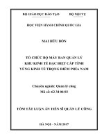 Tổ chức bộ máy Ban quản lý khu kinh tế đặc biệt cấp tỉnh vùng kinh tế trọng điểm phía Nam (tt)