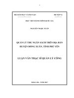 Quản lý thu ngân sách trên địa bàn huyện Đồng Xuân, tỉnh Phú Yên (LV thạc sĩ)