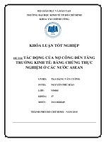 Tác động của nợ công đến tăng trưởng kinh tế Bằng chứng thực nghiệm ở các nước ASEAN (Khóa luận tốt nghiệp)