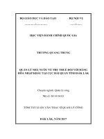 Quản lý nhà nước về thu thuế đối với hàng hóa nhập khẩu tại cục hải quan tỉnh Đăk Lăk (tt)