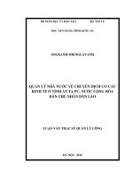 Quản lý nhà nước về chuyển dịch cơ cấu kinh tế ở tỉnh Ắt tạ pư, nước Cộng hòa dân chủ nhân dân Lào hiện nay (LV thạc sĩ)