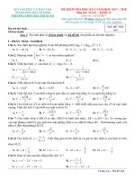 Đề kiểm tra học kỳ 1 toán 12 năm học 2017 – 2018 trường THPT Bùi Thị Xuân – TP  HCM 