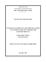 Vận dụng quan điểm của chủ nghĩa MácLênin về vai trò của phụ nữ ở tỉnh Bến Tre giai đoạn hiện nay (tt)