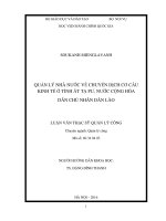 Quản lý nhà nước về chuyển dịch cơ cấu kinh tế ở tỉnh Ắt tạ pư, nước Cộng hòa dân chủ nhân dân Lào hiện nay (tt)