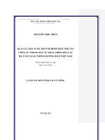 Quản lý Nhà nước đối với hình thức đối tác công tư trong đầu tư phát triển kết cấu hạ tầng giao thông đường bộ ở Việt Nam (LA tiến sĩ)