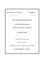 Quản lý nhà nước về du lịch ở tỉnh Tây Ninh (tt)