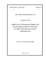 Pháp luật về giải quyết khiếu nại, tố cáo trong lĩnh vực đất đai  Từ thực tiễn huyện Cư Kuin, tỉnh Đắk Lắk (LV thạc sĩ)