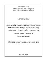 Giải quyết tranh chấp quyền sử dụng đất theo pháp luật tố tụng dân sự Việt Nam từ thực tiễn tỉnh Sơn La (tt)