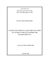 Vận dụng quan điểm của chủ nghĩa MácLênin về vai trò của phụ nữ ở tỉnh Bến Tre giai đoạn hiện nay (LV thạc sĩ)