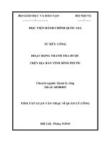 Hoạt động thanh tra dược trên địa bàn tỉnh Bình Phước (LV thạc sĩ)