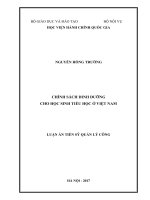 Chính sách dinh dưỡng cho học sinh tiểu học ở Việt Nam (LA tiến sĩ)