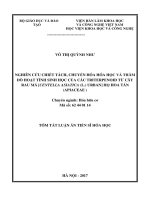 Nghiên cứu chiết tách, chuyển hóa hóa học và thăm dò hoạt tính sinh học của các triterpenoid từ cây rau má Centella asiatica (L.) Urban, Họ hoa tán Apiaceae) (tt)
