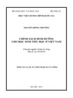 Chính sách dinh dưỡng cho học sinh tiểu học ở Việt Nam (tt)