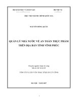 Quản lý nhà nước về an toàn thực phẩm trên địa bàn tỉnh Vĩnh Phúc (tt)