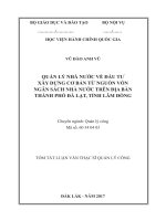 Quản lý nhà nước về đầu tư xây dựng cơ bản từ nguồn vốn ngân sách nhà nước trên địa bàn thành phố Đà Lạt, tỉnh Lâm Đồng (tt)