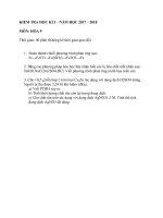 ĐỀ KIỂM TRA HỌC KÌ I HÓA 9 NĂM HỌC 2017  2018