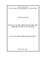 Bài toán lập, điều khiển tiến độ công việc trong quản lí dự án và ứng dụng 