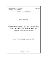 Nghiên cứu đặc điểm lâm sàng, cận lâm sàng và kết quả điều trị lồng ruột ở trẻ lớn tại bệnh viện nhi trung ương