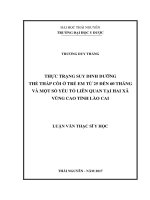 Thực trạng suy dinh dưỡng thể thấp còi ở trẻ em từ 25 đến 60 tháng và một số yếu tố liên quan tại hai xã vùng cao tỉnh lào cai 