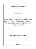 Nghiên cứu cấu trúc và sự không đồng nhất động học trong vật liệu Silicát ba nguyên PbO.SiO2, Al­2O3.2SiO­2 và Na2O.2SiO2 ở trạng thái lỏng và vô định hình (LA tiến sĩ)