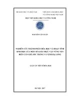 Nghiên cứuthành phần hóa học và hoạt tính sinh học của một số loài thực vật vùng ven biển Cần Giờ, Sóc Trăng và vịnh Hạ Long