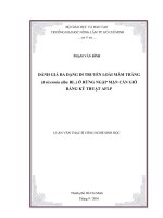 ĐÁNH GIÁ ĐA DẠNG DI TRUYỀN LOÀI MẮM TRẮNG (Avicennia alba BL.) Ở RỪNG NGẬP MẶN CẦN GIỜ BẰNG KỸ THUẬT AFLP