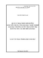 Quản lý hoạt động bồi dưỡng giáo viên trung tâm giáo dục nghề nghiệp giáo dục thường xuyên thị xã phú thọ đáp ứng yêu cầu đổi mới giáo dục 