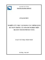Nghiên cứu việc vận dụng các chính sách kế toán trong các doanh nghiệp trên địa bàn thành phố đà nẵng