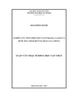 Nghiên cứu tổng hợp oxit nano mnal2o4, coal2o4 và bước đầu thăm dò ứng dụng của chúng 