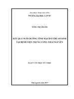 Kết quả nuôi dưỡng tĩnh mạch ở trẻ sơ sinh tại bệnh viện trung ương thái nguyên 