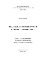 PHÂN TÍCH TÌNH HÌNH TÀI CHÍNH CỦA CÔNG TY CỔ PHẦN I.P.L KHÓA LUẬN TỐT NGHIỆP NGÀNH: QUẢN TRỊ KINH DOANH CHUYÊN NGÀNH: QUẢN TRỊ TÀI CHÍNH 