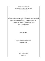 KẾ TOÁN DOANH THU – CHI PHÍ VÀ XÁC ĐỊNH KẾT QUẢ KINH DOANH TẠI CÔNG TY TNHH MTV TM – DV XNK PHƯỚC LỘC Q. THỦ ĐỨC – TP.HCM (QUÝ IV NĂM 2012)