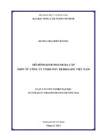 MÔ HÌNH KINH DOANH ĐA CẤP NHÌN TỪ CÔNG TY TNHH MTV HERBALIFE VIỆT NAM