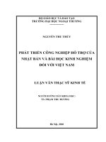 PHÁT TRIỂN CÔNG NGHIỆP hỗ TRỢ của NHẬT bản và bài học KINH NGHIỆM đối với VIỆT NAM  