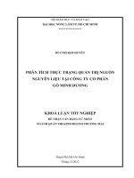 PHÂN TÍCH THỰC TRẠNG QUẢN TRỊ NGUỒN NGUYÊN LIỆU TẠI CÔNG TY CỔ PHẦN GỖ MINH DƯƠNG