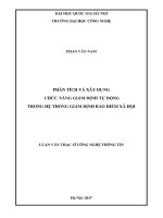 Phân tích và xây dựng chức năng giám định tự động trong hệ thống giám định bảo hiểm xã hội 