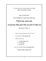 Thành ngữ, quán ngữ trong hoạt động giao tiếp của giới trẻ hiện nay 