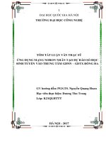 Ứng dụng mạng noron nhân tạo dự báo số học sinh tuyển sinh vào trung tâm GDNN  GDTX quận đống đa (tt) 