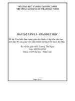 Bài tập tâm lí  giáo dục học.Tìm hiểu thực trạng giáo dục hành vi đạo đức cho học sinh lớp 3G trường tiểu học Liên Bão.