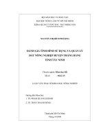ĐÁNH GIÁ TÌNH HÌNH SỬ DỤNG VÀ QUẢN LÝ ĐẤT NÔNG NGHIỆP HUYỆN TRẢNG BÀNG TỈNH TÂY NINH