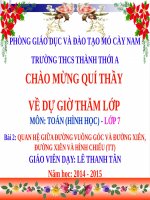 QUAN HỆ GIỮA ĐƯỜNG VUÔNG GÓC VÀ ĐƯỜNG XIÊN, ĐƯỜNG XIÊN VÀ HÌNH CHIẾU