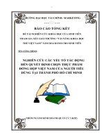 Nghiên cứu các yếu tố ảnh hưởng đến quyết định mua thực phẩm đóng hộp của người tiêu dùng tại TPHCM