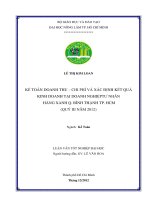 KẾ TOÁN DOANH THU – CHI PHÍ VÀ XÁC ĐỊNH KẾT QUẢ KINH DOANH TẠI DOANH NGHIỆPTƢ NHÂN HÀNG XANH Q. BÌNH THẠNH TP. HCM (QUÝ III NĂM 2012)