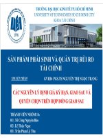 Thuyết trình môn sản phẩm phái sinh và quản trị rủi ro tài chính các nguyên lý định giá kỳ hạn, giao sau và quyền chọn trên hợp đồng giao sau 