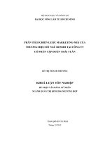 PHÂN TÍCH CHIẾN LƯỢC MARKETINGMIX CỦA THƯƠNG HIỆU ĐỒ NGỦ ROSSHI TẠI CÔNG TY CỔ PHẦN TẬP ĐOÀN THÁI TUẤN