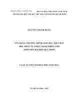 Xây dựng chương trình giáo dục thể chất học phần tự chọn, ngoại khóa cho sinh viên Đại học Quy nhơn