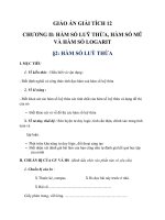 Giáo án Giải tích 12 chương 2 bài 2: Hàm số lũy thừa