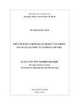 PHÂN TÍCH QUÁ TRÌNH QUẢN TRỊ ĐẦU VÀO TRONG SẢN XUẤT TẠI CÔNG TY CỔ PHẦN LÂM VIỆT