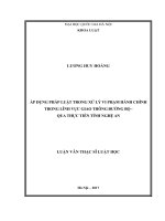 Áp dụng pháp luật trong xử lý vi phạm hành chính trong lĩnh vực giao thông đường bộ  qua thực tiễn tỉnh nghệ an 